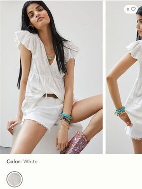 Anthropologie Maeve Textured Open Back Tunic Blouse